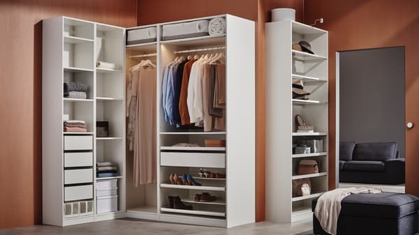 White PAX wardrobe and organizer.