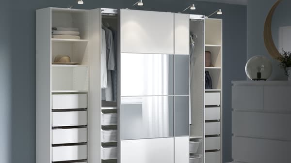 White PAX wardrobes