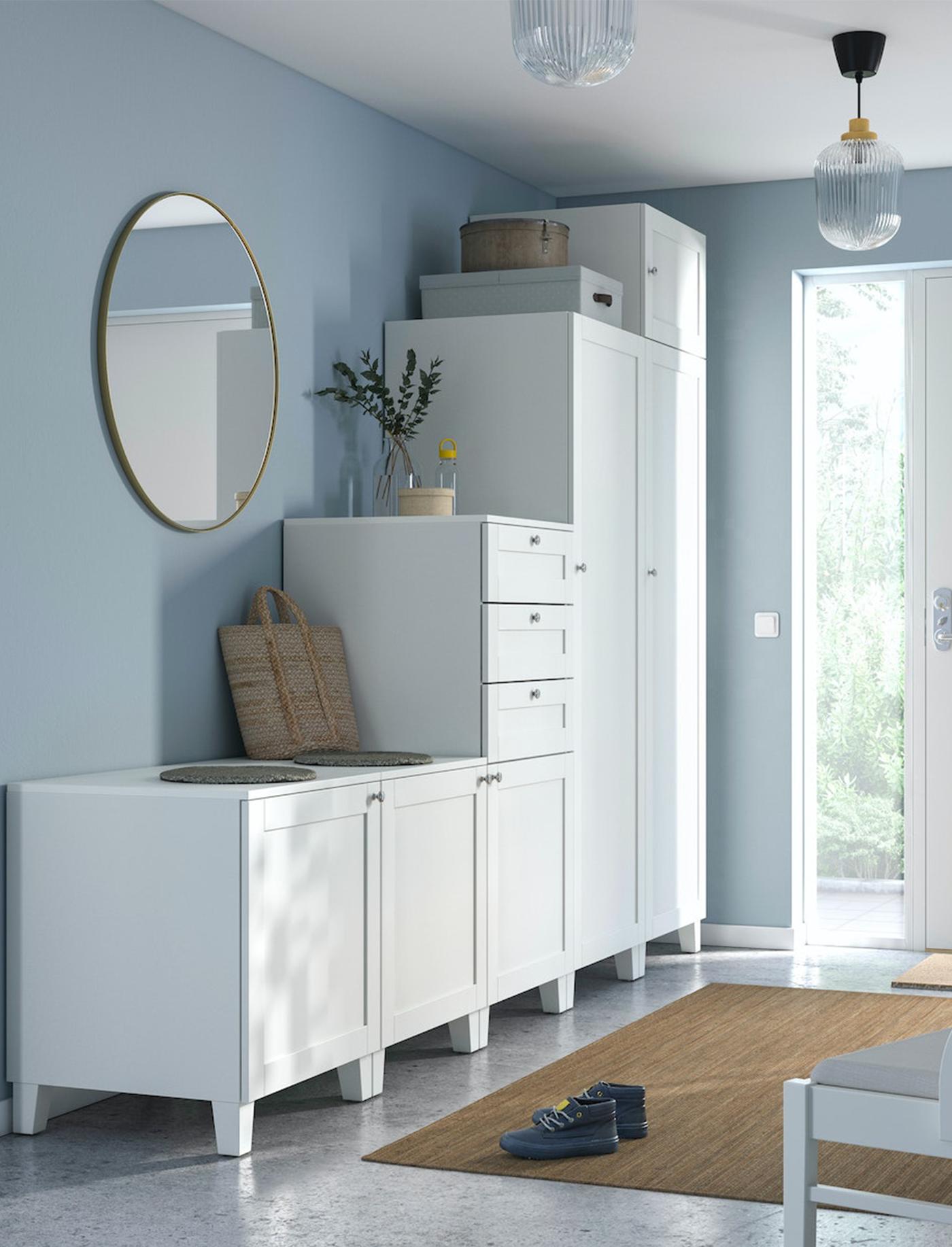 White PLATSA wardrobes in the hal