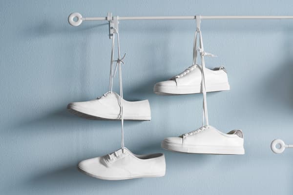 White shoes hangen by their laces