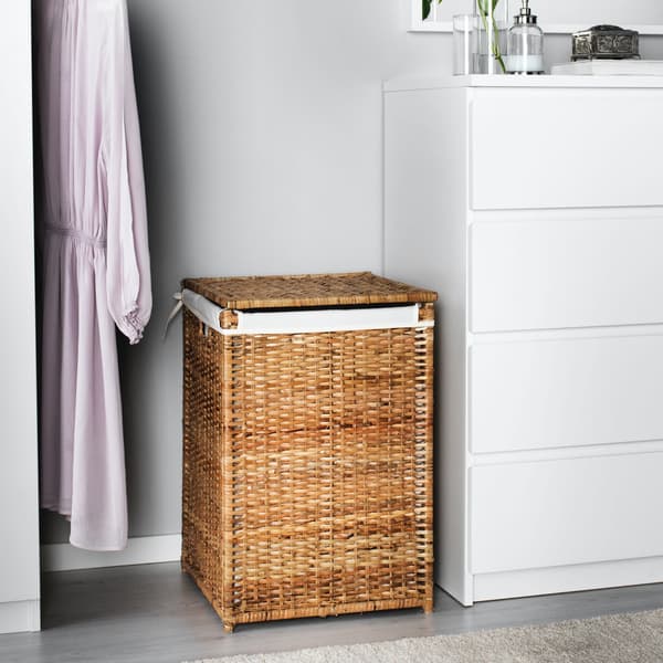 Wicker laundry basket.
