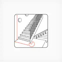 Width and height of stairs and landing