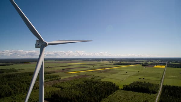 Wind turbine in field
