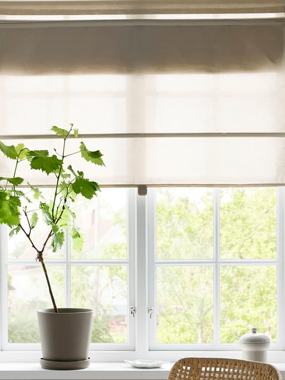 Window with roman blinds