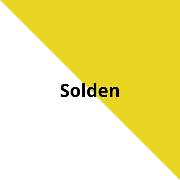Wit/geel vlak met het woord solden