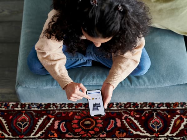woman and phone
