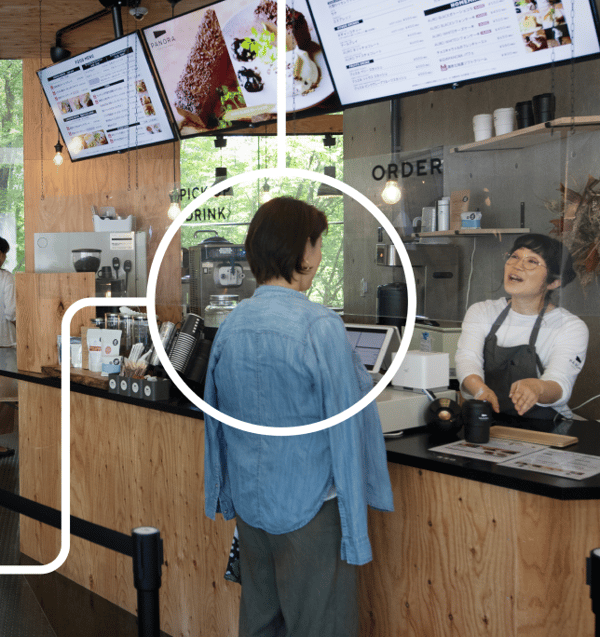 Woman at the café counter