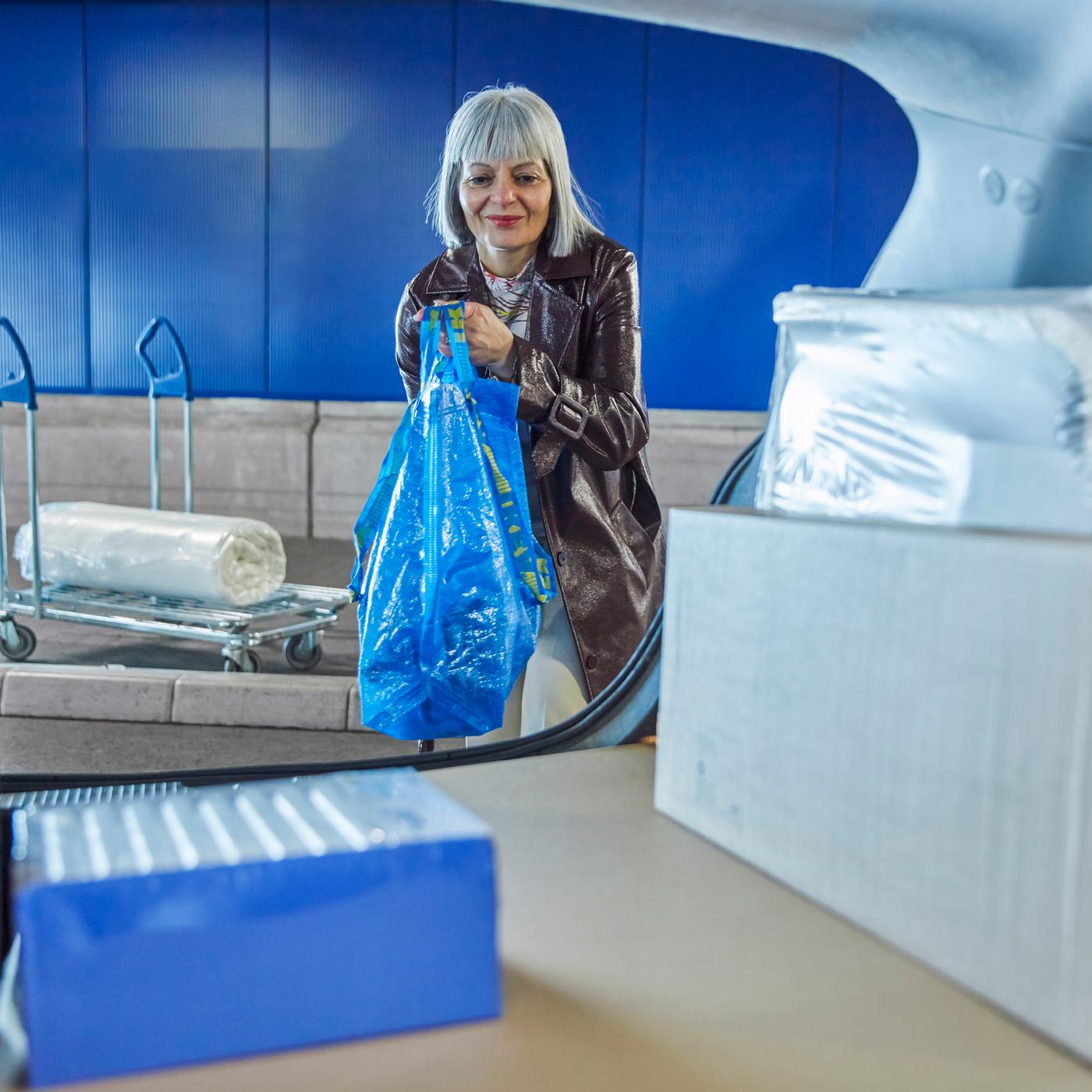 woman collecting items