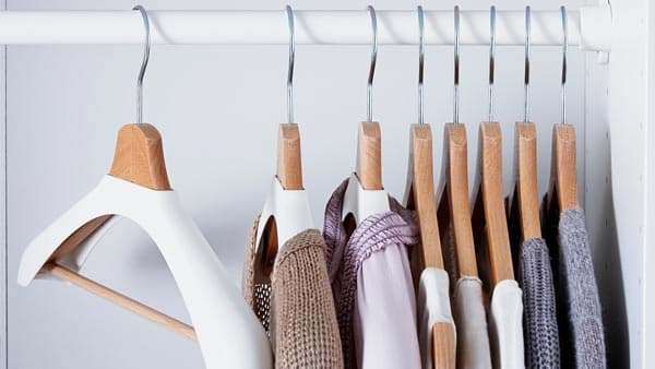 wooden BUMERANG hangers with white covers