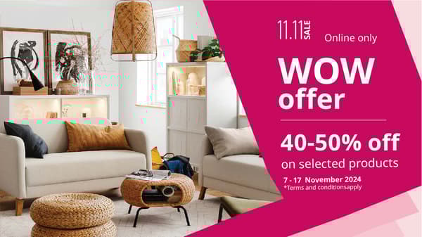 WOW offer for singles week - upto 50% off on selected products