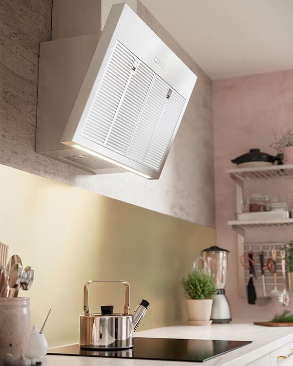 Wyciąg montowany do ściany ze stali nierdzewnej IKEA BEMÖTA. 