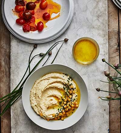 Yellow peas hummus with Kimchi oil
