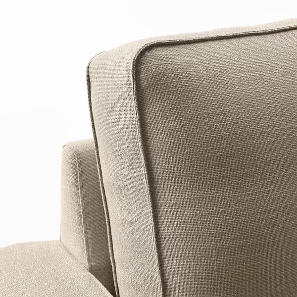 Zbliżenie na pokrycie beżowej sofy KIVIK.