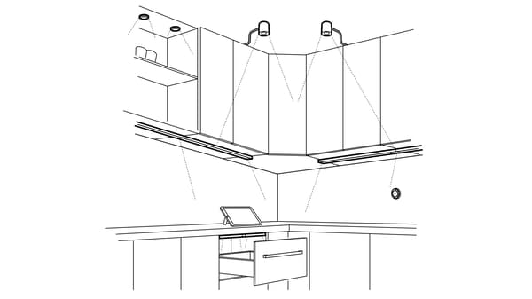 zeichnung einer IKEA Küchenlösung mit beleuchtung