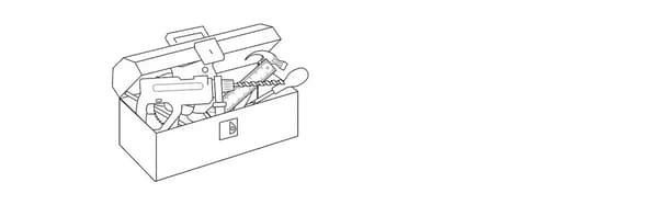 Zeichnung eines Koffers voller Heimwerkerwerkzeuge