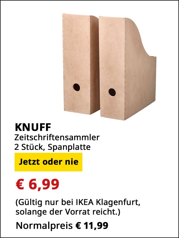 Zeitschriftensammler Knuff, 2 Stück, Sperrholz, statt € 11,99 um € 6,99.