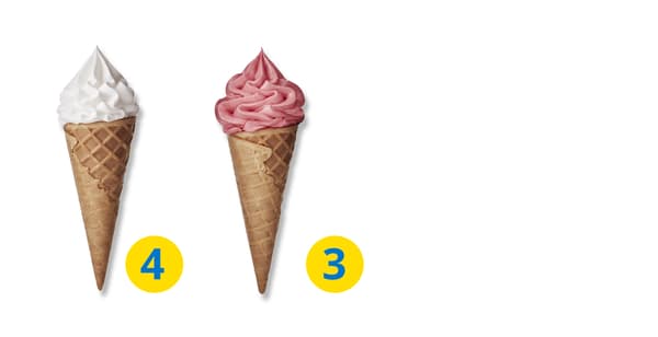 zmrzliny v kornoutku - jahodová a smetanová