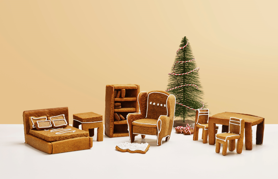 zu sehen sind IKEA Möbel aus Lebkuchen.