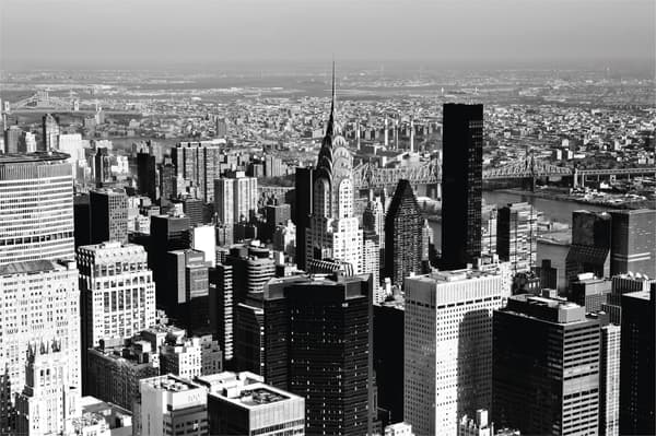 Zwart-wit poster met een foto van New York.