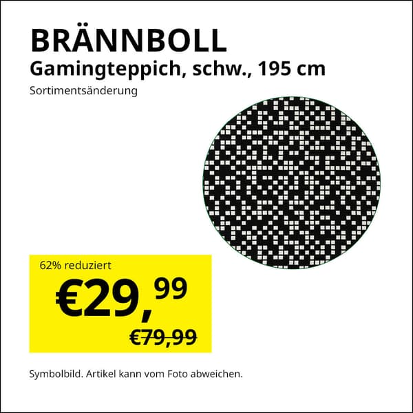 Zweites Leben Shop Angebot
BRÄNNBOLL Teppich rund, schwarz und weiß gemustert 195 cm. Reduzierter Preis: 29,99€, vorheriger Preis 79,99€