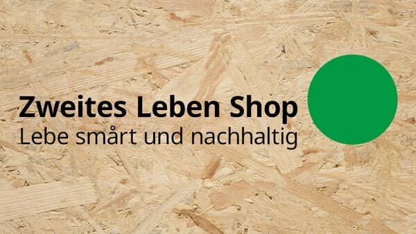 Zweites Leben Shop Text im Bild als Entrypoint für lokale Zweites Leben Shop Angebote.