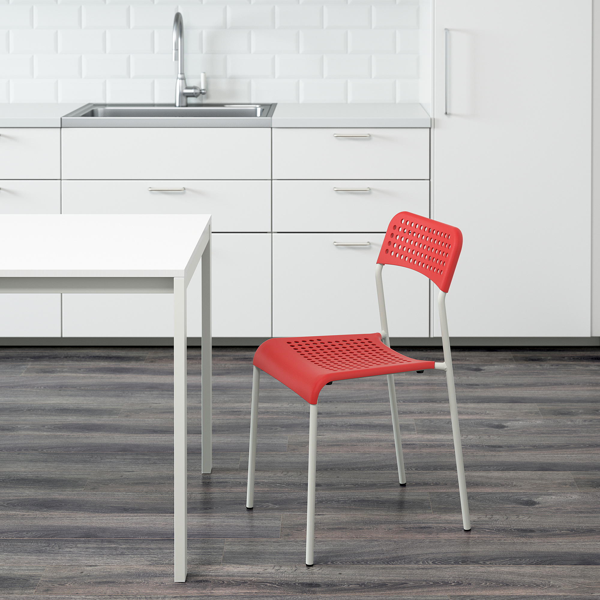 ADDE Chair, red, white IKEA