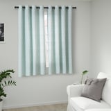 ADELHILD Curtains, 1 pair, white/turquoise/with eyelets, 145x150 cm