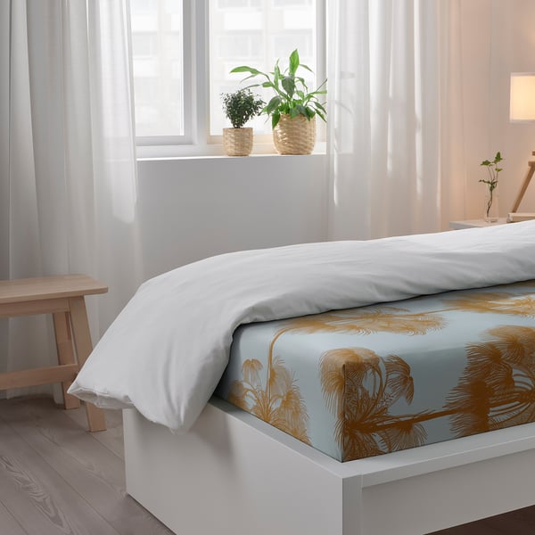 ÄNGLATRUMPET Flat sheet and pillowcase, yellow, 150x260/50x80 cm