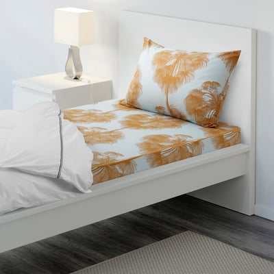 ÄNGLATRUMPET Flat sheet and pillowcase, yellow, 150x260/50x80 cm