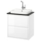 ÄNGSJÖN / BACKSJÖN Wash-stnd w drawers/wash-basin/tap, high-gloss white/black marble effect, 62x49x71 cm