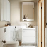 ÄNGSJÖN / BACKSJÖN Wash-stnd w drawers/wash-basin/tap, high-gloss white, 60x48x69 cm