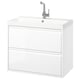 ÄNGSJÖN / BACKSJÖN Wash-stnd w drawers/wash-basin/tap, high-gloss white, 80x48x69 cm