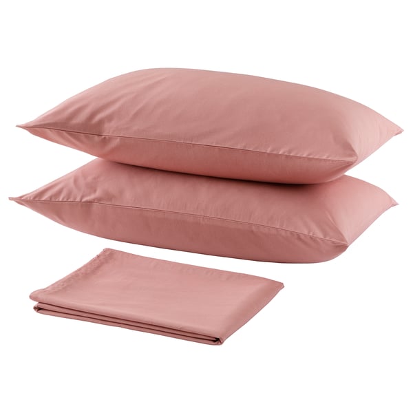 ÄNGSLILJA flat sheet and 2 pillowcase, dark pink, 240x260/50x80 cm