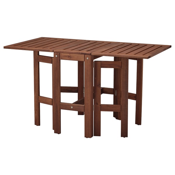 ÄPPLARÖ Gateleg table, outdoor, brown stained, 34/83/131x70 cm