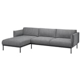 ÄPPLARYD 3-seat sofa with chaise longue, Lejde grey/black