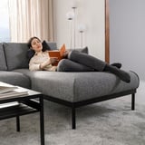 ÄPPLARYD 3-seat sofa with chaise longue, Lejde grey/black