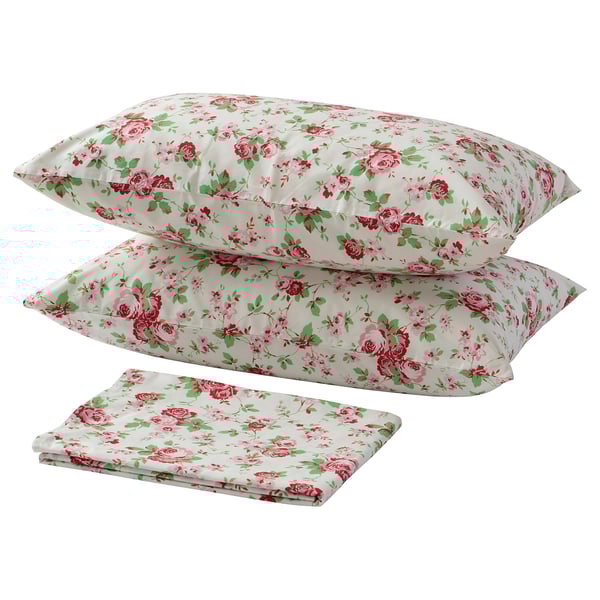 ÄRTCYPRESS Flat sheet and 2 pillowcase, white, 240x260/50x80 cm