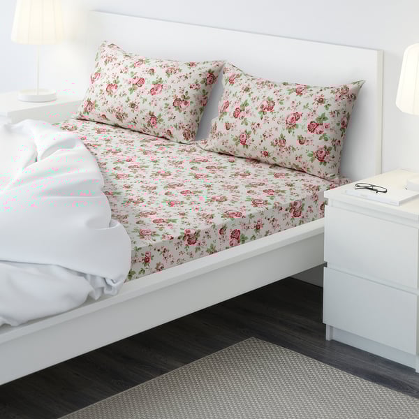 ÄRTCYPRESS Flat sheet and 2 pillowcase, white, 240x260/50x80 cm