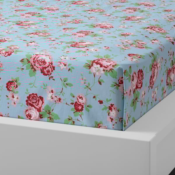 ÄRTCYPRESS flat sheet and pillowcase, turquoise, 150x260/50x80 cm