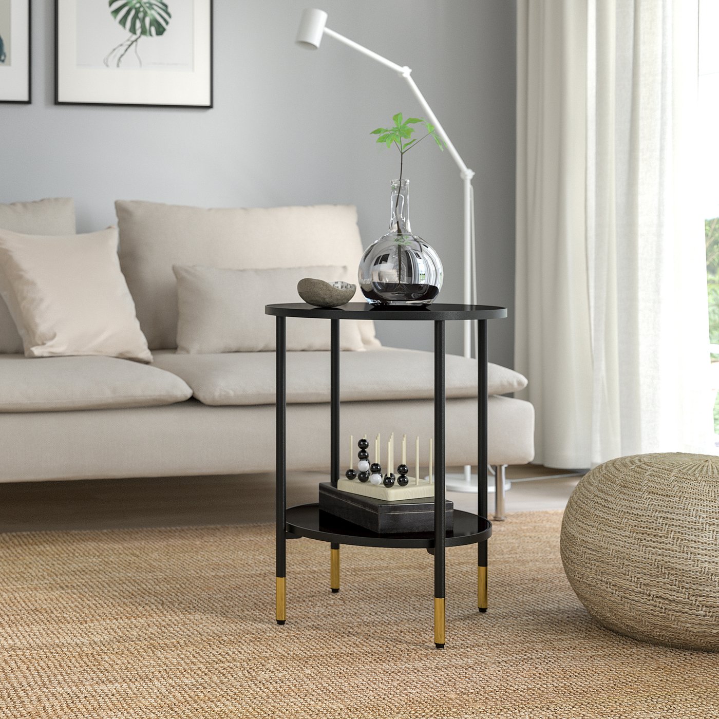 ÄSPERÖD side table, black/glass black, 45 cm (173/4