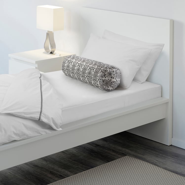 ÅKERKULLA bolster case, grey/white, 20x60 cm (8x24") IKEA