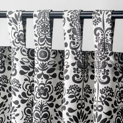 ÅKERKULLA Curtains with tie-backs, 1 pair, grey/white/with tab top, 145x150 cm