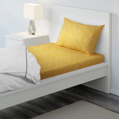ÅKERTISTEL Flat sheet and pillowcase, yellow, 150x260/50x80 cm