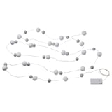 AKTERPORT LED lighting chain with 40 lights, battery-operated mini/pompon white/grey