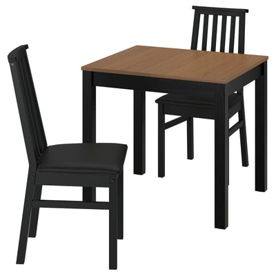 ÅLHULT / ÅLHULT Table and 2 chairs, black/brown/Bomstad black black, 80x74 cm
