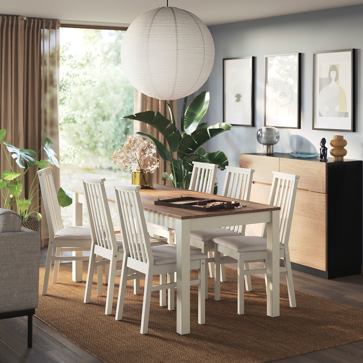 ÅLHULT / ÅLHULT Table and 6 chairs, beige/brown/Kabusa light beige beige, 170x80 cm (66 7/8x31 1/2 ")