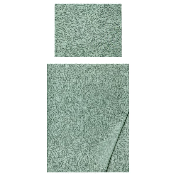 ALPTALL bed sheets in green with a dotty pattern, made of cotton and lyocell.