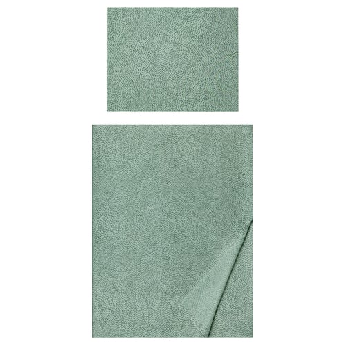 ALPTALL bed sheets in green with a dotty pattern, made of cotton and lyocell.