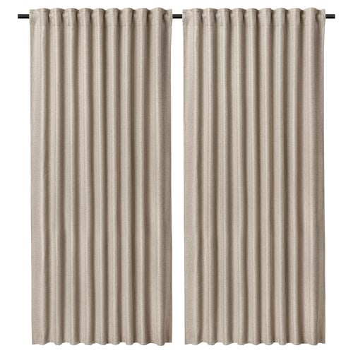 ANNAKAJSA Room darkening curtains, 1 pair, beige/with heading tape, 145x155 cm