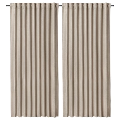 ANNAKAJSA Room darkening curtains, 1 pair, beige/with heading tape, 145x155 cm